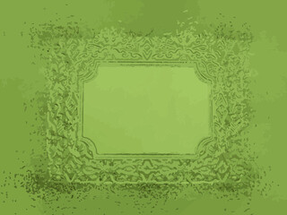 Grungy green frame with space for text. Vintage background with border. Decorative light metallic backdrop in gold and grey colors. Cool stylish contemporary art. Trendy abstract web design of banner