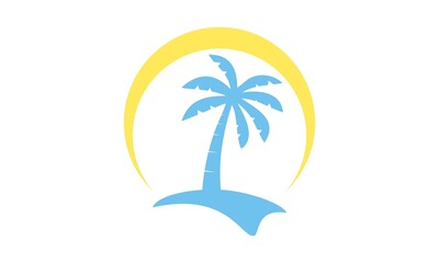 beach palm tree vector logo