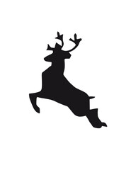 Silhouette of a reindeer. Beautiful vector deer in black and white colors. Christmas deer on light backdrop. Abstract stylish illustration. Silhouette of an animal. Ornate overlay effect. Template