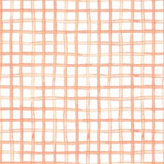 Watercolor seamless pink check pattern.