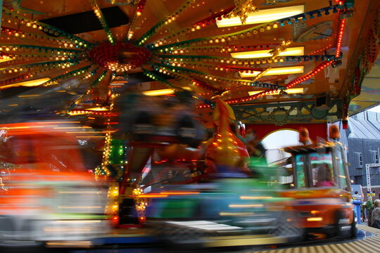 Children's carousel, fair, Libori, August 2021, Paderborn, NRW, Germany, motion blurred,