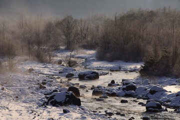 雪国の朝　冬の朝の風景