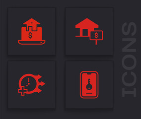 Set Online real estate, House with dollar and Clock icon. Vector