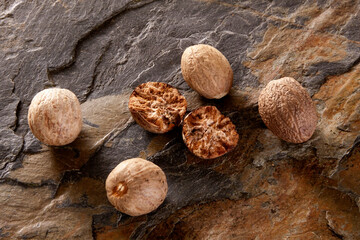 nutmeg on stone surface