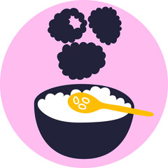 Appetizing fruit and breakfast icon. Abstract breakfast illustration. Funny colored typography poster, apparel print design, bar menu decoration.