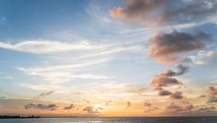 Naklejka na ściany i meble sunset sky clouds over the sea