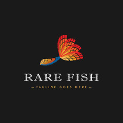 Colorful fish logo inspiration idea with a fluffy texture like a blanket. The colorful rare fish inspiration logo is suitable for fish shop logos, shop symbols related to fish