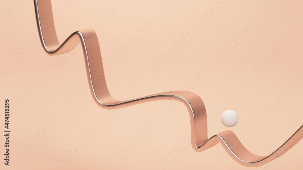 Poster abstract background with golden ribbon wave and ball. abstract loop animation