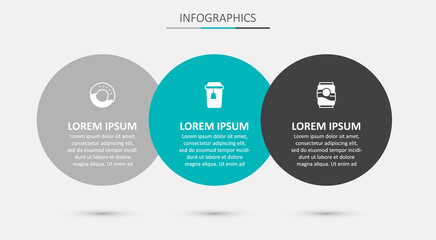 Set Cup of tea, Donut and Soda can. Business infographic template. Vector