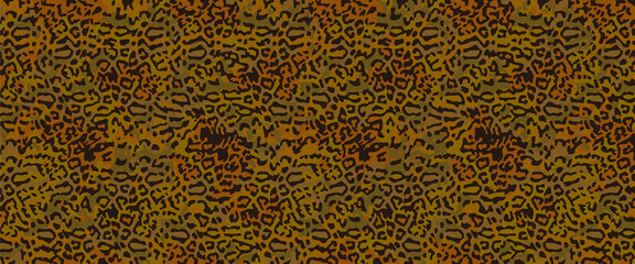 Full seamless leopard cheetah texture animal skin pattern vector. Green brown orange design for textile fabric printing. Suitable for fashion use.