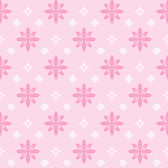 Beautiful background pattern with decorative flowers on light pink background. Vector illustration for your design projects, seamless pattern, wallpaper textures with flat design.