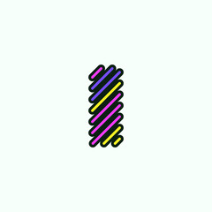 Modern Colorful I Letter element logo design template. Cute comic alphabet icon Vector Illustration perfect for your visual identity.