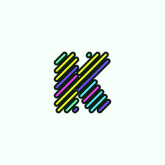 Modern Colorful K Letter element logo design template. Cute comic alphabet icon Vector Illustration perfect for your visual identity.