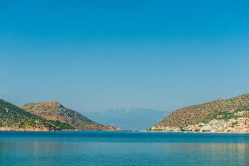 rocky coast of greek island and sea view, landscape greece