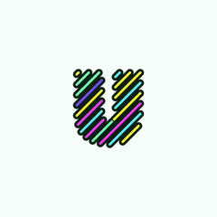 Modern Colorful U Letter element logo design template. Cute comic alphabet icon Vector Illustration perfect for your visual identity.