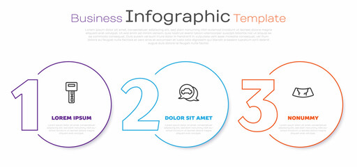 Set line Car key with remote, service and Broken windshield. Business infographic template. Vector