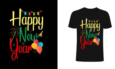 Happy new year lettering. handwritten typography vector design template
