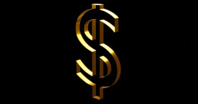 dolar gold icon  black background 3d animation