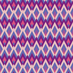 Abstract background with violet purple concentric rhombus. Elegant checkered ornament, texture, geometric mosaic