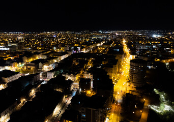 Constanta city - Romania seen from above at night