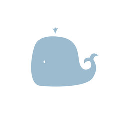 Cute whale vector drawing. Adorable whale design.