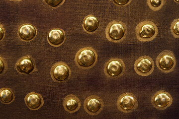 Round drops and drips of gold metal, high resolution