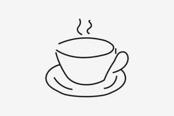 Coffee shop logo or Coffee cup line art, Cofee Cup Outline Icon Symbol