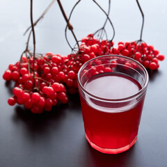 A glass of viburnum fruit drink