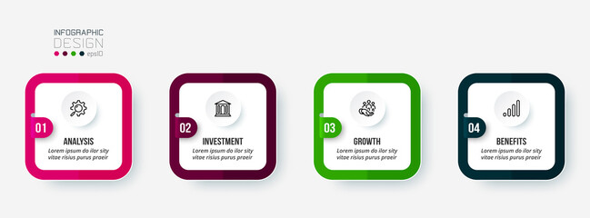 Business infographic  template with step or option design.