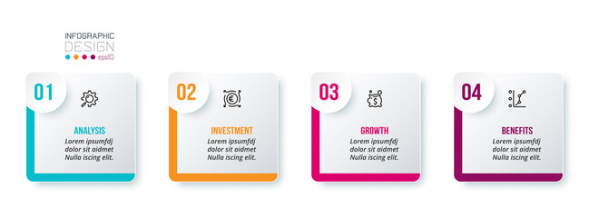 Business infographic  template with step or option design.