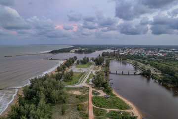 Obraz premium A high angle aerial shot of a green landscape taken by a drone