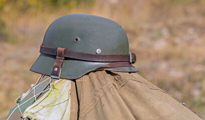 Military combat old Army helmet