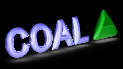 The Coal Index is up isolated on black background. 3D Illustration.