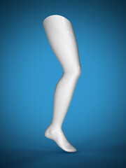 Three-dimensional model of human leg isolated on blue background. 3D illustration.