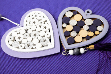 Happy Valentine's Day on February 14, two hearts on a blue background