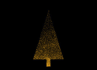 Gold glitter particles Christmas tree with star isolated  on png or transparent  background. Graphic resources for New Year, Birthdays and luxury card. Vector illustration