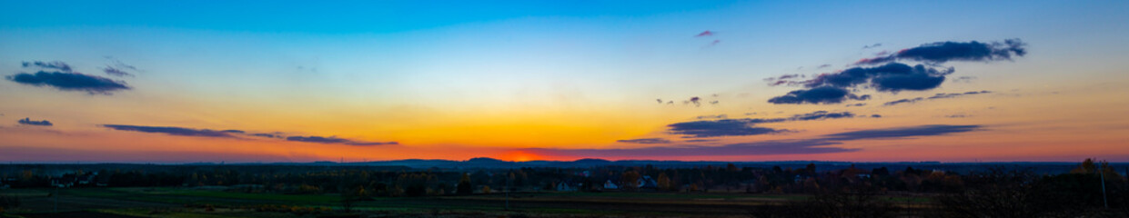 sunset panorama. sunset over a forest in Poland
