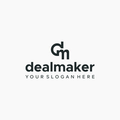 flat letter mark initial d m dealmaker logo design