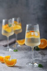 Glasses with traditional Hungarian drink spritz - mix of wine and mineral water	