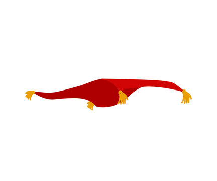 Magic flying carpet. Cartoon character. Vector illustration.
