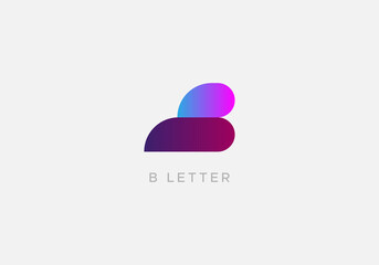 B Letter Minimalistic Gradient Modern Flat Abstract Icon Logo Design Vector Template