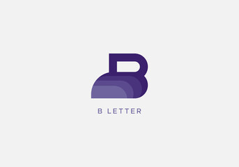 B Letter Stylish Modern Flat Minimalist Abstract Icon Logo Design Vector Template