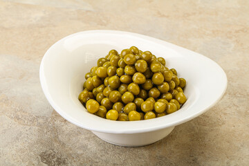 Marinated green pea in the bowl