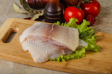 Raw pangasius fillet for cooking