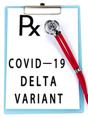 COVID-19  DELTA text write on prescription