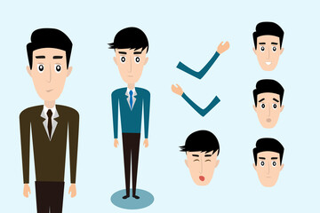 Business man cartoon character creation set.