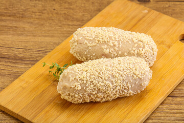 Raw chicken cutlet for roast
