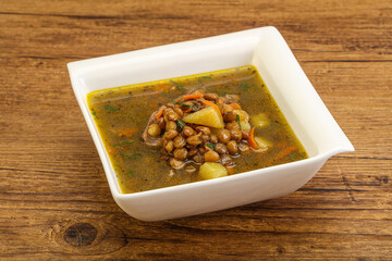 Lentil soup with chicken and vegetables