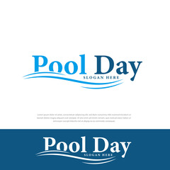 Word Mark Pool Day logo illustration design template