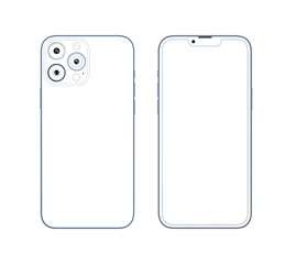 Smart phone line mockup. Phone Front and back design.